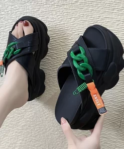 1XrBShoes House Slippers Platform Slides Slipers Women Heeled Mules Black Sandals Fashion Lady 2023 High Summer
