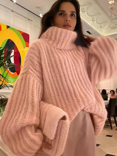2023 Fashion Fluffy Turtleneck Women Sweater Tops Knitted Casual Warm Sweaters Female Lady Soft Long Sleeve.jpg 640x640.jpg (2)