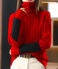 2023 New Winter Fashion High end Atmosphere High Collar Loose and Slim Contrast Color Temperament Commuting.jpg 640x640.jpg (1)