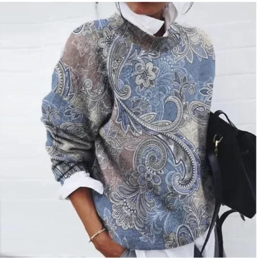 4EyGWomens Fashion Floral Print Loose Long sleeved Hoodies Women Long Sleeve Harajuku Hoodies Women Pullover