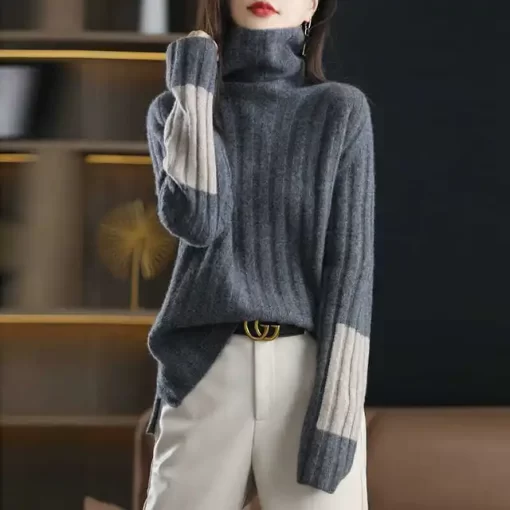 Autumn New Contrast Knitting Pullovers Long Sleeve All match Korean Underwear Sweaters Fashion Vintage Trend Women.jpg 640x640.jpg