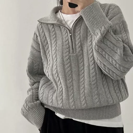 Autumn Oversize Knitted Sweater Women 2023 New Vintage Pullover Baggy Long Sleeve Zipper Sweaters Lady Half.jpg 640x640.jpg (2)