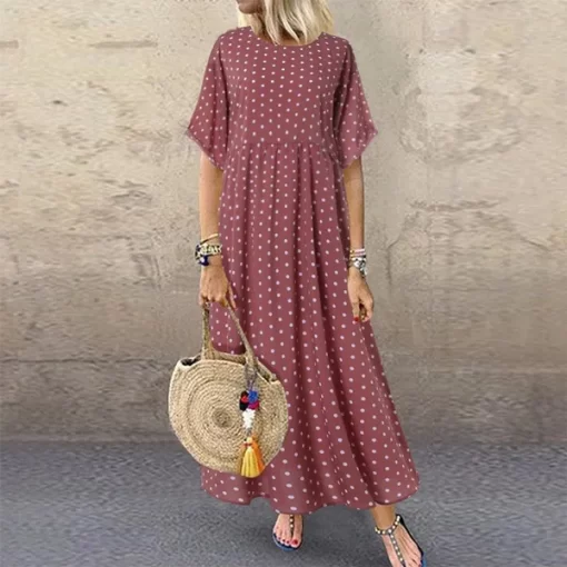 Boho Maxi Dress Vintage Print Summer Half Sleeve Loose Dress Casual Plus Size Female Long Dress.jpg (1)