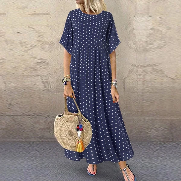 Boho Maxi Dress Vintage Print Summer Half Sleeve Loose Dress Casual Plus Size Female Long Dress.jpg (2)
