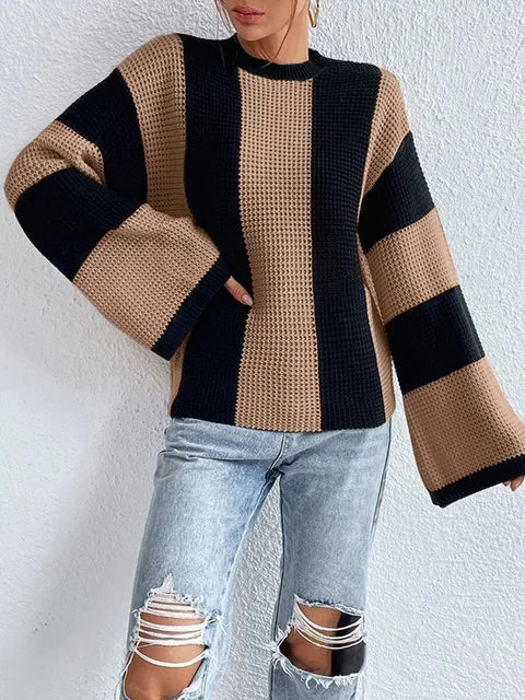 Elegant Striped Women s Sweater Fashion Knitted Long Sleeve Tops Casual Chic O neck Pullovers Autumn.jpg 640x640.jpg (1)