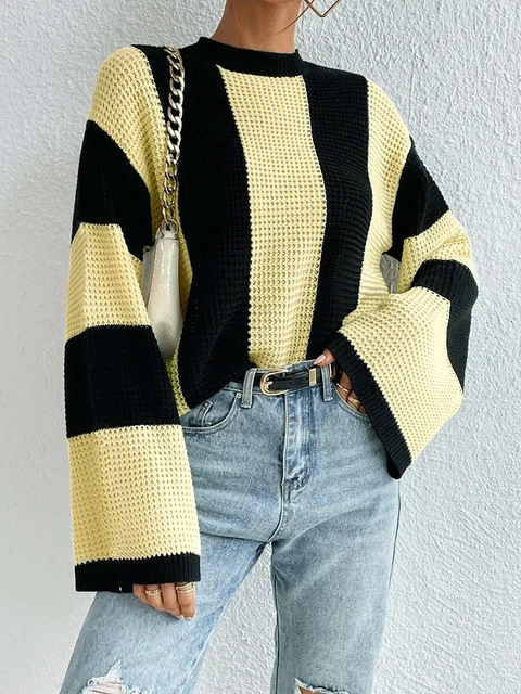 Elegant Striped Women s Sweater Fashion Knitted Long Sleeve Tops Casual Chic O neck Pullovers Autumn.jpg 640x640.jpg
