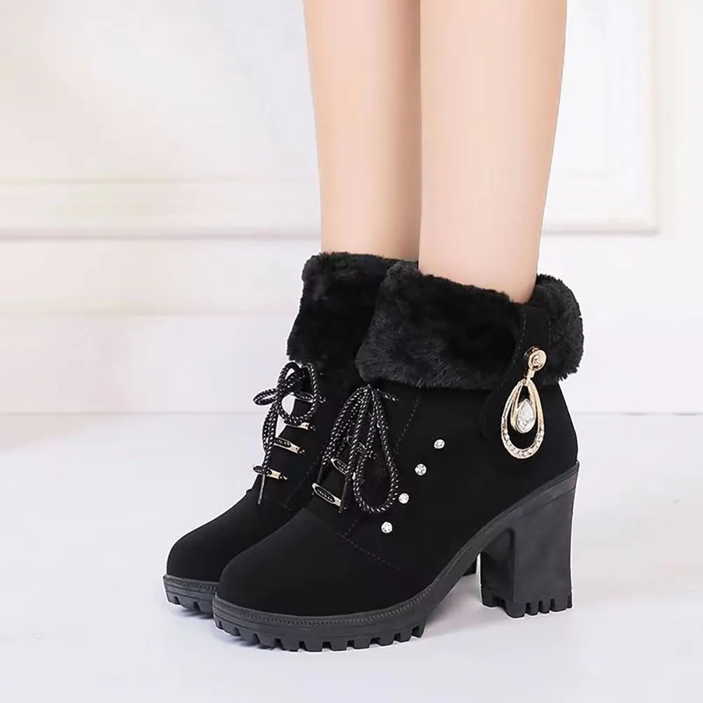 Faux Fur Winter Ankle Boots For Women Plush Thick Warm High Heel Female Martin Boots Party.jpg (1)