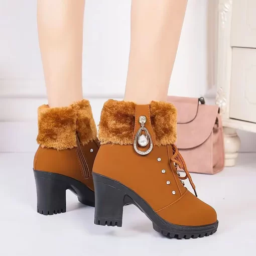 Faux Fur Winter Ankle Boots For Women Plush Thick Warm High Heel Female Martin Boots Party.jpg
