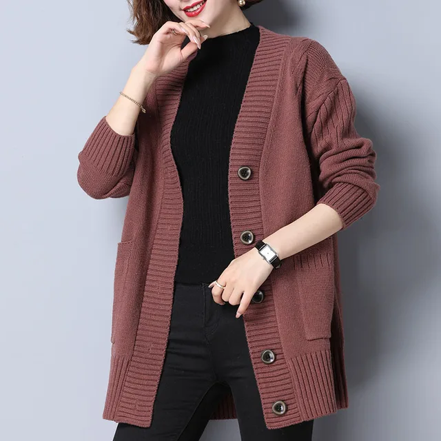 Fdfklak New Fall Winter Long Sleeve Loose Wool Sweater Women s Knitted Cardigan Button Single Breasted.jpg 640x640.jpg