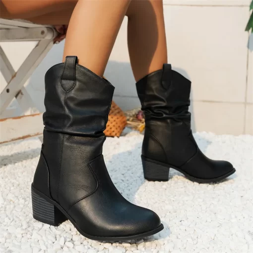 Female Western Boots Cowboy Boots Women Plested Women Ankle Boots Pu Leather Shoes Autumn Boots Women.jpg (1)