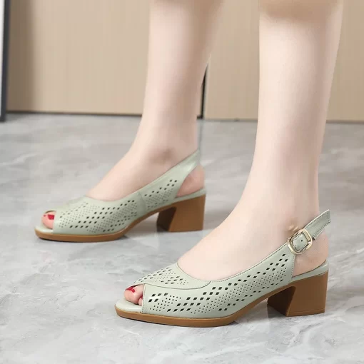 GKTINOO 2023 Open Toe Hollow Summer Shoes Woman Genuine Leather Sandals Med Heels Dress Sandals Ladies.jpg (2)