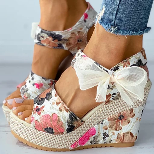 HZPSTELOTUNY Sandals 2021 Summer Women s Platform Wedges Open Toe Sandals Fashion Flower Lace up Party