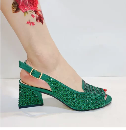 Italian Design Nigerian Lastest Special Narrow Band And Cross Tied Style Women Shoes in Gold Color for Party