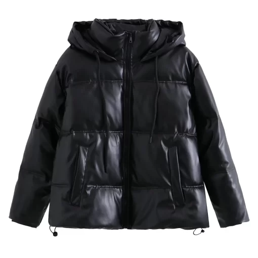 KEk5TRAF ZR Winter Women s Cold Coat Winter Jackets for Women 2023 Warm Leather PU Parkas
