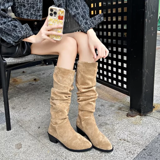 Ladies Western Boots 2023 New Platform Women s Knee High Boots Fashion Outdoor Casual Blue Cowboy.jpg (1)