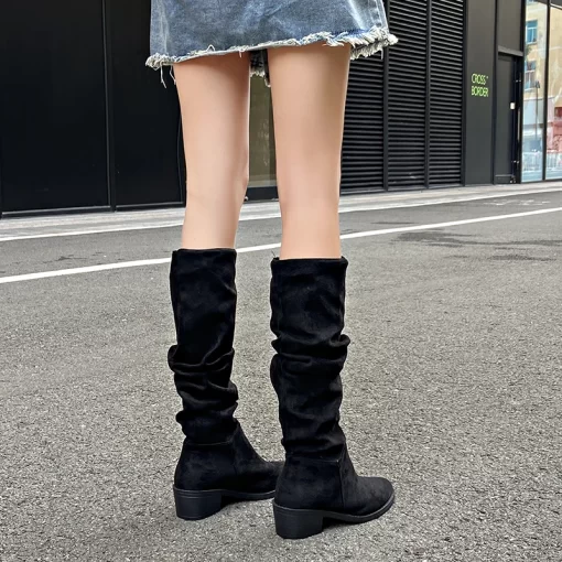 Ladies Western Boots 2023 New Platform Women s Knee High Boots Fashion Outdoor Casual Blue Cowboy.jpg (2)
