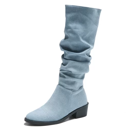 Ladies Western Boots 2023 New Platform Women s Knee High Boots Fashion Outdoor Casual Blue Cowboy.jpg 640x640.jpg