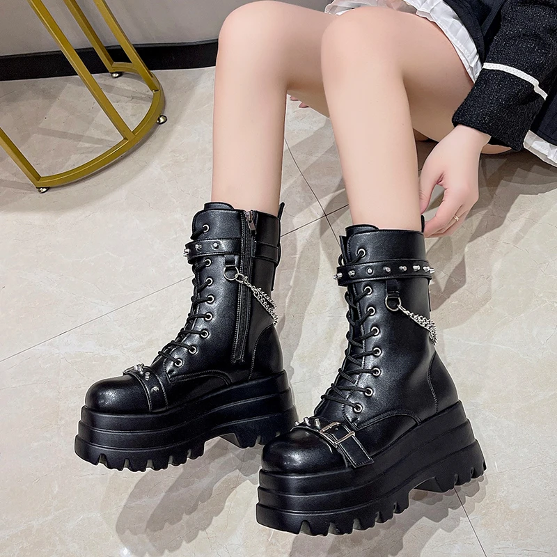 Platform Thick Gothic Boots Lady Buckle Autumn Shoes Women Wedges Knee High Boots Punk Street Cosplay.jpg (3)