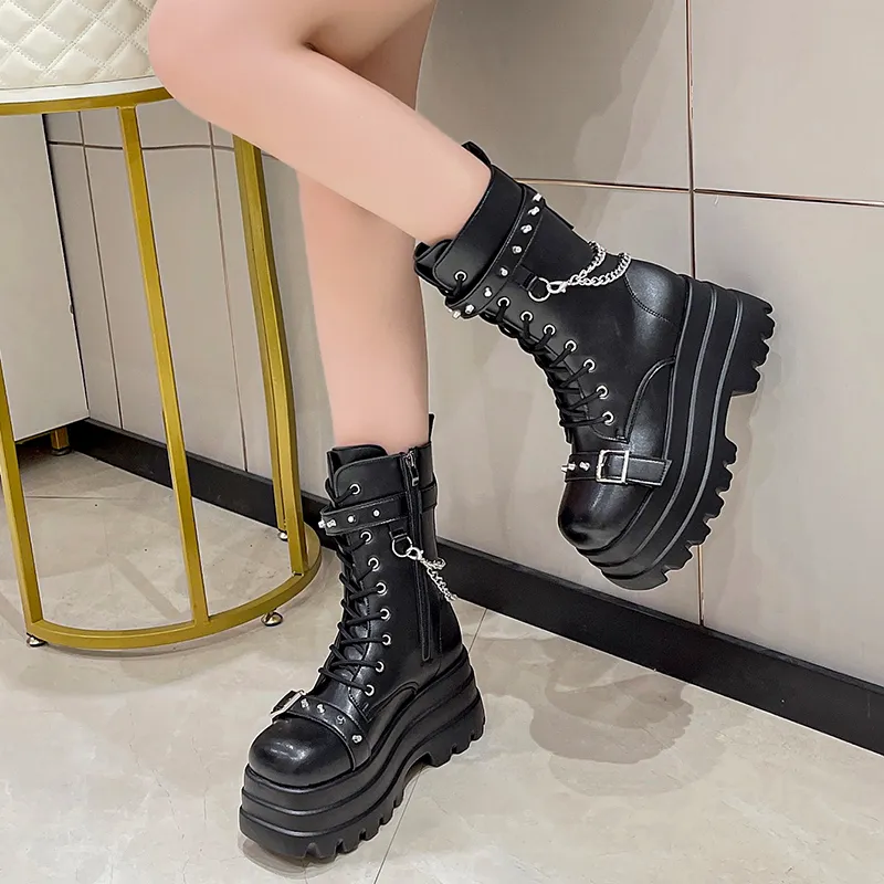 Platform Thick Gothic Boots Lady Buckle Autumn Shoes Women Wedges Knee High Boots Punk Street Cosplay.jpg
