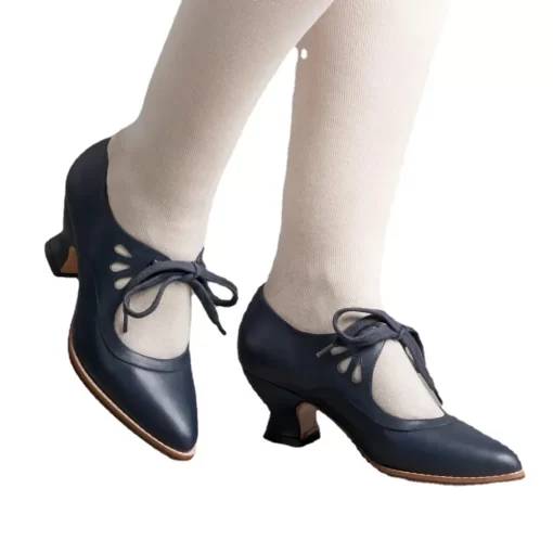 Qz3YNew European and American Hollow Out High Heel Shoes for Women Lace Up Large Casual Shoes