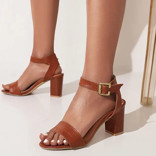 Sexy Women sandals 2022 Female chunky heel Heels Women Buckle Fashion High Heels Sandals Ankle Strap Party Work shoes