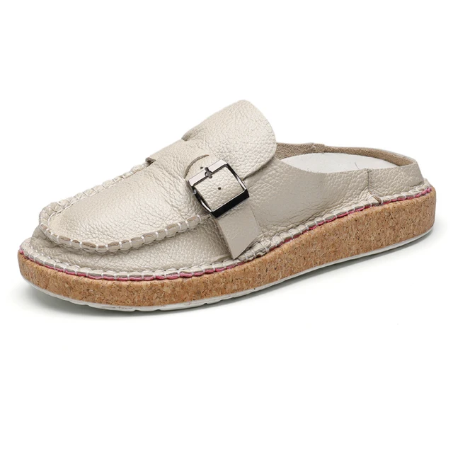 Slip On Summer Flats Mules Sandals For Women Platform Ladies Walk Shoes Round Toe Vintage Open.jpg 640x640.jpg (1)