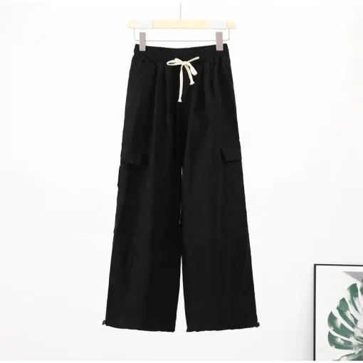 Streetwear Cargo Pants Women Oversize Loose Harajuku Big Pockets Female Pant Fashion Straight Wide Leg Lady Hip Hop Trousers.