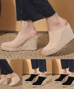 UbCYIheeled ShoesFaux Suede Ladies Wedge Heel Women Casual Sketches Sandals Women s Flip Flop Sneaker Sandals