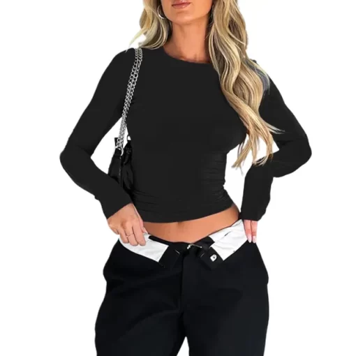 Women Long Sleeve Slim T Shirts O Neck 2023 Autumn Winter Causal Solid Tops Pullovers Base.jpg 640x640.jpg (2)