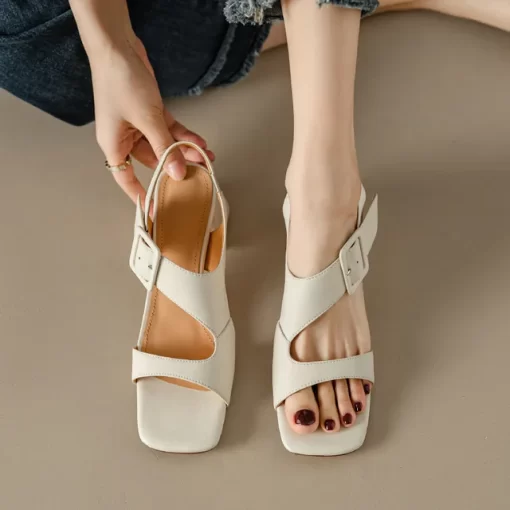 Women Sandals Summer Suede Mid Heels Fashion Shoes Brand Slides Open Toe Pumps Party Shoes Dress.jpg 640x640.jpg (1)