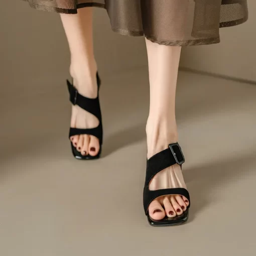 Women Sandals Summer Suede Mid Heels Fashion Shoes Brand Slides Open Toe Pumps Party Shoes Dress.jpg 640x640.jpg (2)