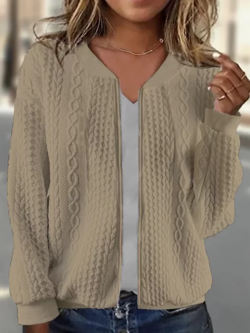 XdoXWomen Autumn Winter Coats Long Sleeve Zipper Jacket Fashion Casual Cardigan Tops Solid Solor Sweatshirt Female