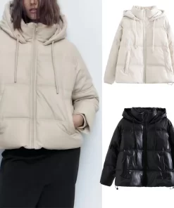 a9fqTRAF ZR Winter Women s Cold Coat Winter Jackets for Women 2023 Warm Leather PU Parkas