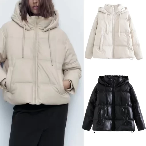 a9fqTRAF ZR Winter Women s Cold Coat Winter Jackets for Women 2023 Warm Leather PU Parkas