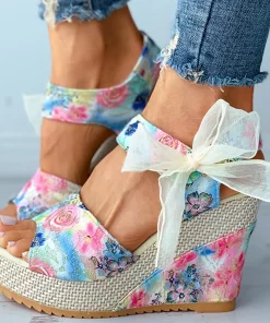 qUvgTELOTUNY Sandals 2021 Summer Women s Platform Wedges Open Toe Sandals Fashion Flower Lace up Party