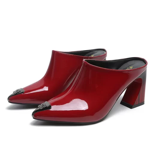 tgCVSandalias Summer 2022 New Women Slipper High Heel Sandal Shoes Ladies High Quality PU Leather Slides
