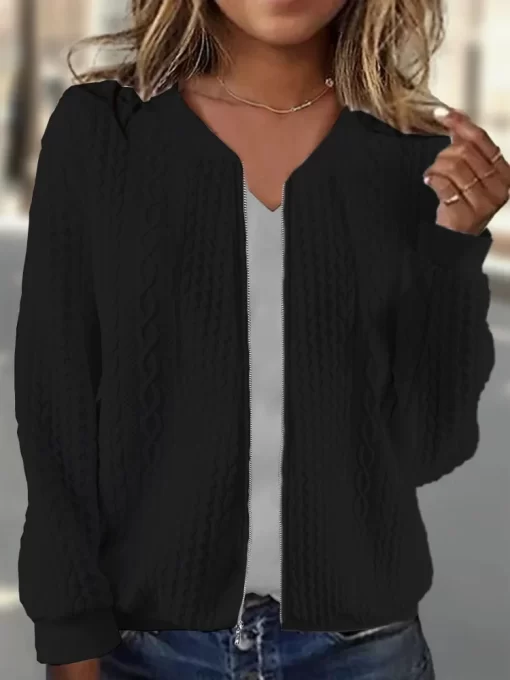 uaOIWomen Autumn Winter Coats Long Sleeve Zipper Jacket Fashion Casual Cardigan Tops Solid Solor Sweatshirt Female