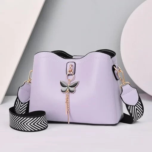 1UGt2023 Women White Handbag New Designer Butterfly Tassel PU Leather Messenger Bags Ladies Crossbody Female Tote