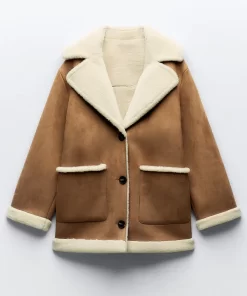 2023 Autumn Winter Mid Length Integration Jacket Fashionable Warm Sheepskin Coat Lapel Vintage Loose Overcoat Parka.jpg (1)