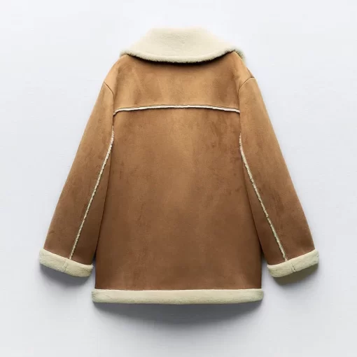 2023 Autumn Winter Mid Length Integration Jacket Fashionable Warm Sheepskin Coat Lapel Vintage Loose Overcoat Parka.jpg
