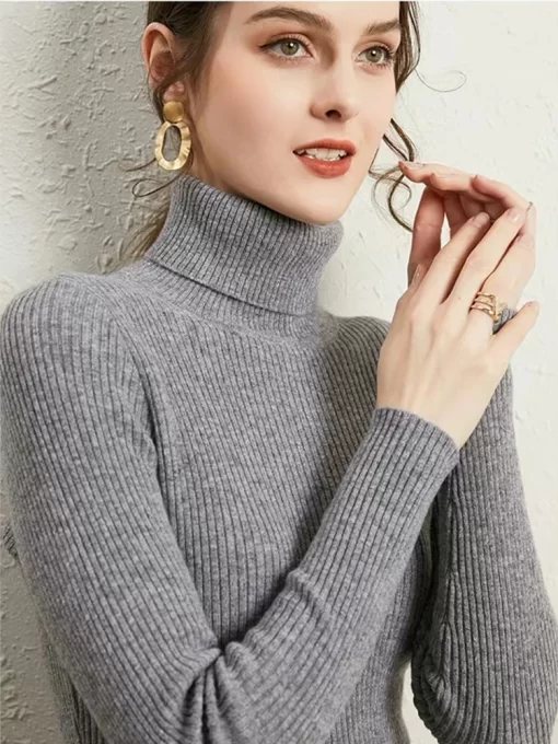 37ihNew Turtleneck Jumper Woman Knitted Blouses Fashion Ladies Sweaters Winter Thermal Striped Long Sleeve Autumn Warm