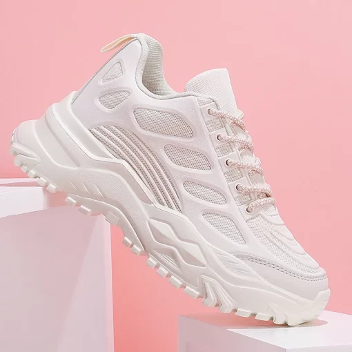 51nqComemore Shoes for Women 2023 White Chunky Women s Sneakers Men Couple Platform Running Sneaker Ladies