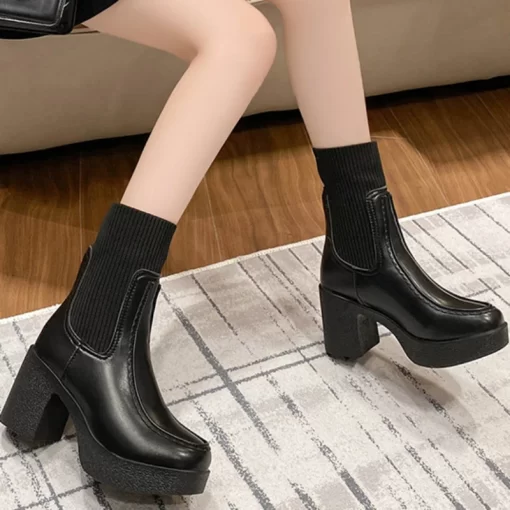 5feHShoes for Women 2023 High Quality Winter Women s Boots Mixed Colors Round Toe High Heels