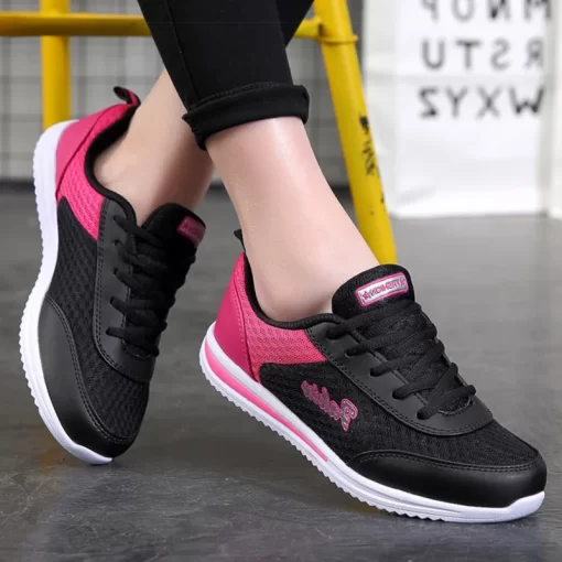 5sOFWomen s Sports Shoes Classic Sneakers Woman Breathable Mesh Lace Up Sport Sneaker Mix Color Casual