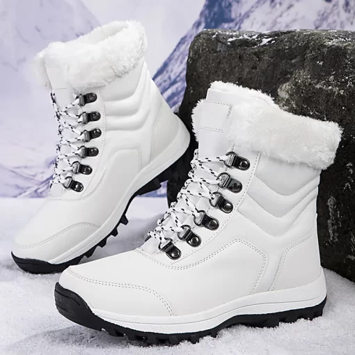 6QciSuper Warm Women Snow Boots Mid Calf Women Winter Shoes With Fur Warterproof Fur Boots Bottes