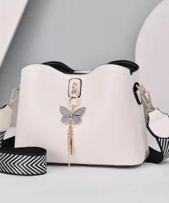 6l3T2023 Women White Handbag New Designer Butterfly Tassel PU Leather Messenger Bags Ladies Crossbody Female Tote