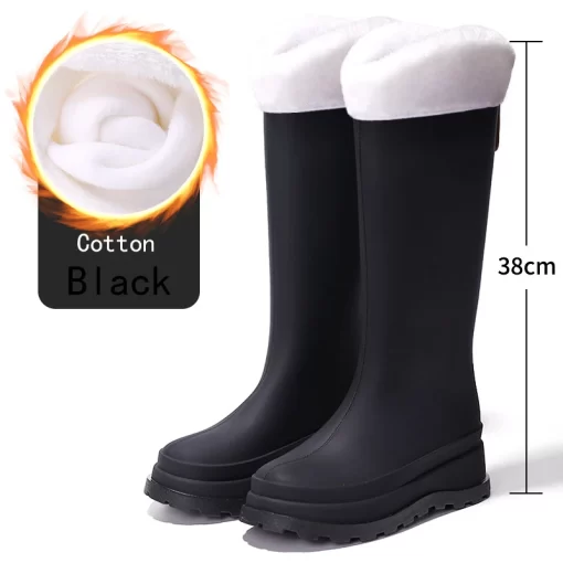 8H53High Rain Boots Women Solid Color Waterproof Anti Slip Work Rubber Shoes Long Water Shoes Rubber