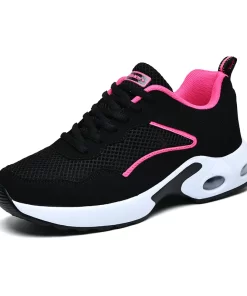 9ZSNRunning Shoes For Women 2022 Summer Breathable Casual Shoes Light Weight Platform Sneakers Black Large Size