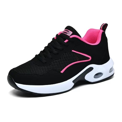 9ZSNRunning Shoes For Women 2022 Summer Breathable Casual Shoes Light Weight Platform Sneakers Black Large Size