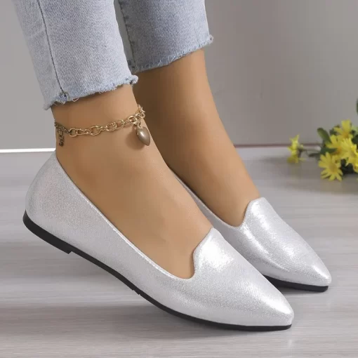 AZwD2024 Fashion Slip on Loafers Breathable Stretch Ballet Shallow Flats Women Soft Bottom Pointed Toe Boat
